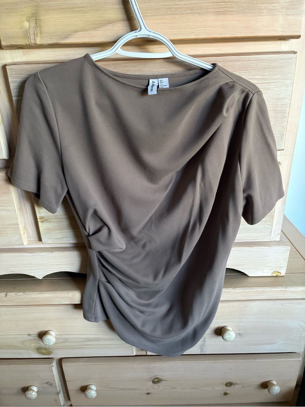 & other stories Brown Ruched Short-Sleeve Top